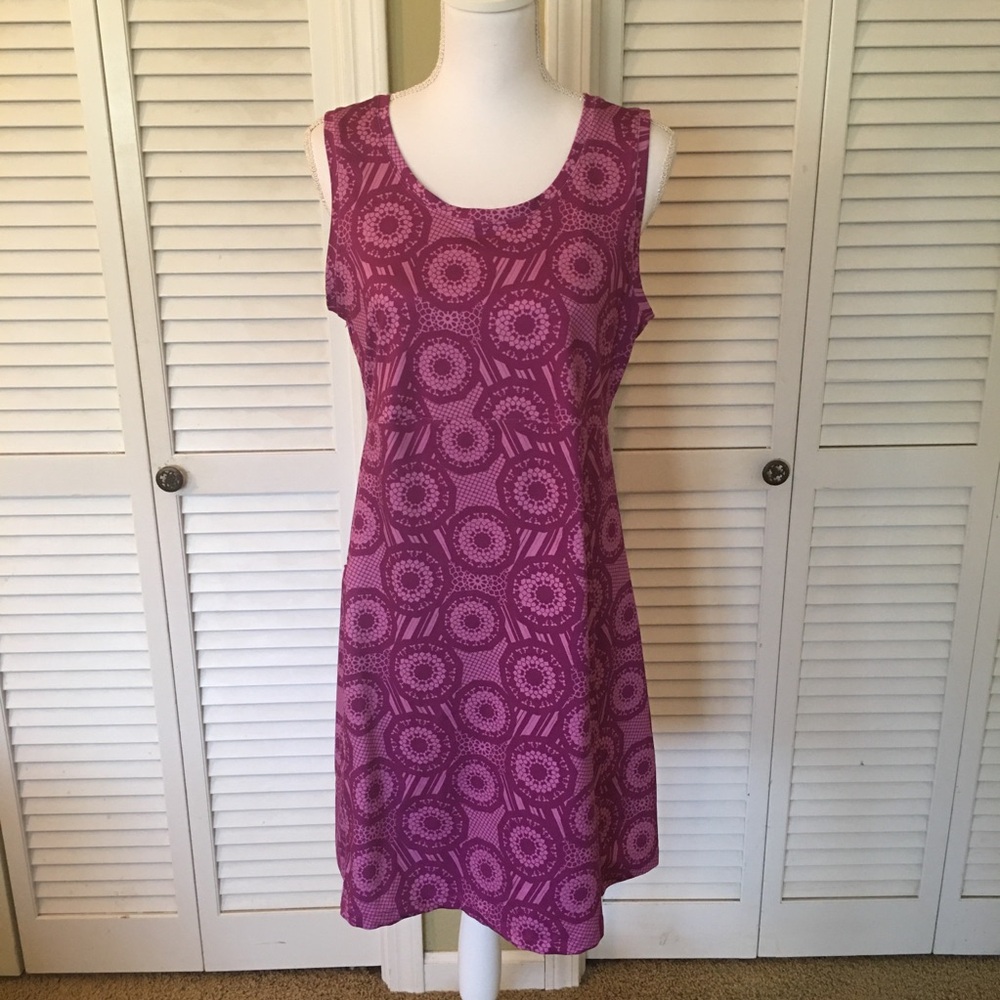 L.L. Bean Purple Patterned Sleeveless Sporty Active Dress Size M